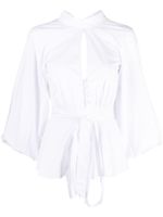 STAUD Danica cut-out belted blouse - Blanc - thumbnail