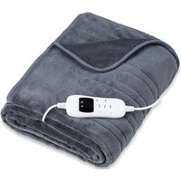 Elektrische deken, grijs, verwarmde deken, XXL verwarmingsdeken, 200 x 180 cm, automatisch uitschakelen - thumbnail