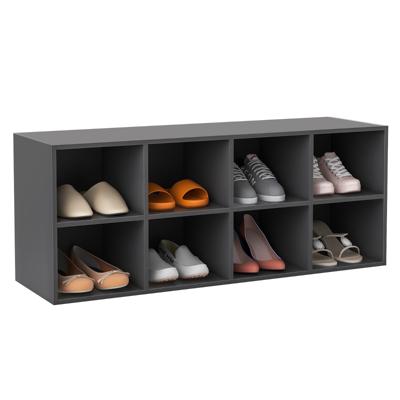 Schoenbank met Zitvlak Belastbaar tot 230 kg Zitbank met 8 Open Vakken Boekenkasten/Schappen/Opbergkasten (Grijs)
