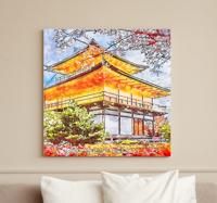 Canvas schilderij landen en steden Japanse bloeiende bomen