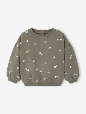 Babysweater met print kaki