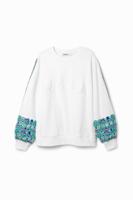 Sweatshirt pofmouwen borduursels - WHITE - XL Sweatshirt pofmouwen borduursels - WHITE - XL