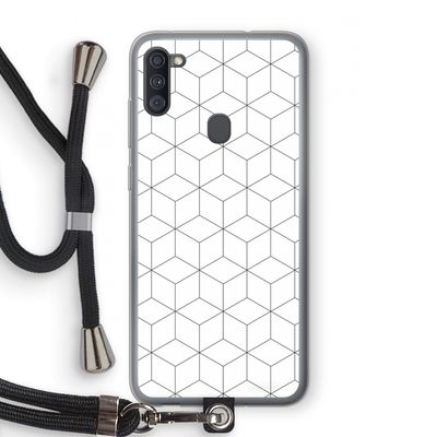 Zwart-witte kubussen: Samsung Galaxy A11 Transparant Hoesje met koord