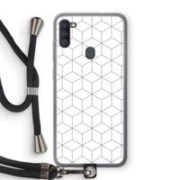 Zwart-witte kubussen: Samsung Galaxy A11 Transparant Hoesje met koord