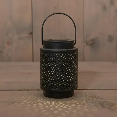 Anna&apos;s Collection Lantaarn solar 1 led metaal 8,5 x 8,5 x 12 cm zwart