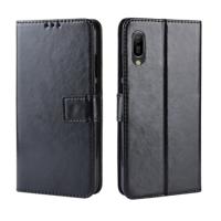 Retro Crazy Horse textuur horizontale Flip lederen case voor Huawei Y6 Pro (2019) met houder & kaartsleuven & fotolijstjes (zwart)