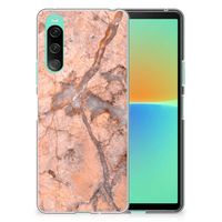 Sony Xperia 10 V TPU Siliconen Hoesje Marmer Oranje