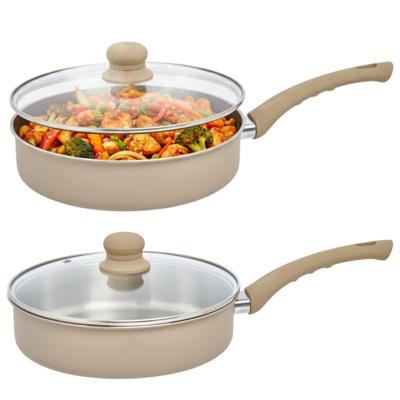 5Five braadpan Paris - 2x - D28 cm - RVS - aluminium - beige/zilver - pannen