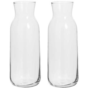 Secret de Gourmet Karaf - 2x stuks - 0,7 liter - glas - smalle hals - decanteer - 8 x 20 cm