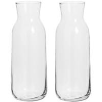 Secret de Gourmet Karaf - 2x stuks - 0,7 liter - glas - smalle hals - decanteer - 8 x 20 cm