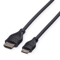 ROLINE Monitorkabel HDMI High Speed met Ethernet, HDMI Male - Mini HDMI Male, 2 m