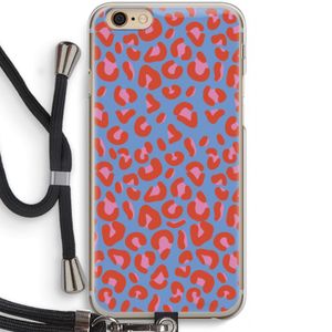 Leopard blue: iPhone 6 / 6S Transparant Hoesje met koord