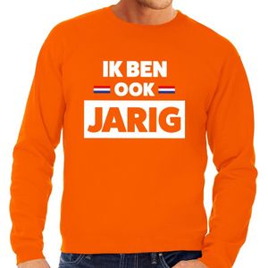 Oranje Ik ben ook jarig sweater voor heren