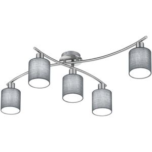 LED Plafondlamp - Trion Gorino - E14 Fitting - 5-lichts - Rond - Mat Grijs - Aluminium