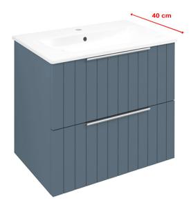 Sapho Cirasa Compact badmeubel 60cm met blauw ribbelfront en witte wastafel