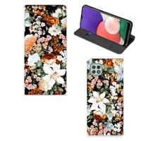 Smart Cover voor Samsung Galaxy A22 5G Dark Flowers Smart Cover voor Samsung Galaxy A22 5G Dark Flowers