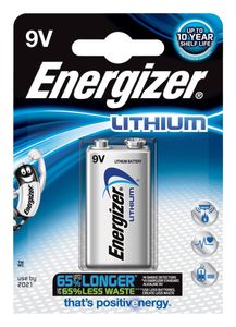 Energizer Lithium Batterij 9V | 1000 mAh | 1 stuks - ENLITHIUM9VP1 - ENLITHIUM9VP1