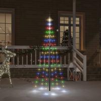 VidaXL Vlaggenmast kerstboom 108 led's meerkleurig 180 cm