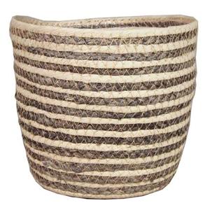 Bela Arte Plantenmand - rotan - grijs met naturel - 19 x 16 cm