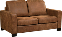 Bruine leren moderne 2-zitsbank Energy - poot hout bruin - Kenia Leer Brown (bruin leer)