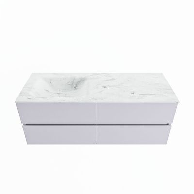 MONDIAZ VICA-DLUX 130cm badmeubel onderkast Cale 4 lades. Inbouw wastafel CLOUD links zonder kraangat, kleur Opalo.