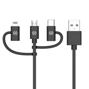 Celly USB3IN1BK USB-kabel 1 m USB 2.0 USB A Micro-USB B Zwart