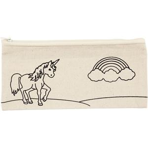 Inkleurbare pennen/potloden etui - eenhoorn/unicorn thema - 21 x 9 cm - kinderen