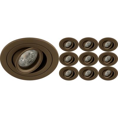 Inbouwspot 10 Pack - Sigmi Luno Pro - Rond - Brons - Kantelbaar - Zaagmaat 80mm Diameter 92mm - Incl. GU10 Fitting