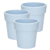 Hega Hogar Plantenpot - Set van 3x stuks - lichtblauw - kunststof - 25 x 25 cm - binnen/buiten