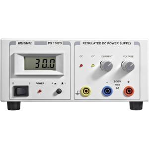 VOLTCRAFT PS-1302 D Labvoeding, regelbaar 0 - 30 V/DC 0 - 2 A 60 W Aantal uitgangen: 1 x