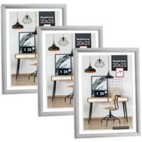 ZEP Fotolijst - 3x stuks - zilverkleurig - kunststof - voor foto van 20 x 25 cm - woondecoraties - a