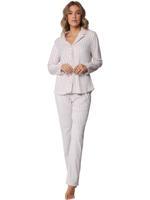 Dames pyjama met lange mouwen en knoopsluiting - Lichtroze - Maat 46