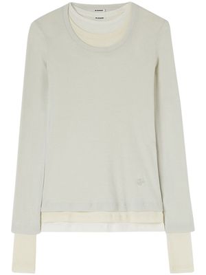 Jil Sander t-shirt en coton à design superposé - Gris