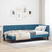 Hoekbedframe met hoofdeinde Blauw 90 cm x 200 cm Fluweel