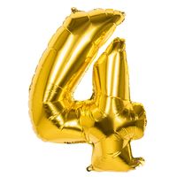 Gouden Folieballon Cijfer 4 - 86 cm - thumbnail
