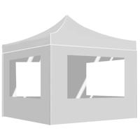 Partytent inklapbaar met wanden 2x2 m aluminium wit - thumbnail