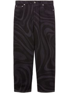 PUCCI pantalon droit en jean à imprimé Marmo - Noir