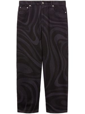 PUCCI pantalon droit en jean à imprimé Marmo - Noir