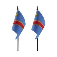 Congo - 2x - mini vlaggetje van 10 x 15 cm op stokje - Landen vlag - H27 cm