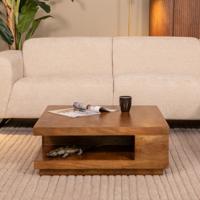 LABEL51 Salontafel 'Square' Mangohout, 80 x 80cm, kleur Naturel