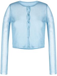 Fleur Du Mal cardigan en maille fine à coupe crop - Bleu