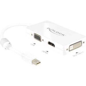 Delock 62630 DisplayPort / VGA / HDMI / DVI Adapter [1x Mini-DisplayPort stekker - 1x VGA-bus, HDMI-bus, DVI-bus 24+1-polig] Wit Met Ferrietkern 16.00 cm