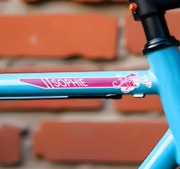 Roze elegant Fiets naamsticker