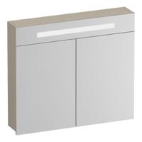 Brauer Promise Spiegelkast - 80 cm - met Verlichting - 2 Spiegeldeuren - Mat Beige