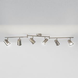HOFTRONIC™ Riga LED Plafondlamp 6 spots RVS - Draaibaar en Dimbaar - 6 lichts - GU10 6000K daglicht wit - Plafondspot woonkamer en gang - Opbouw spots verlichting