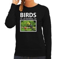 Toekans vogel sweater / trui met dieren foto birds of the world zwart voor dames
