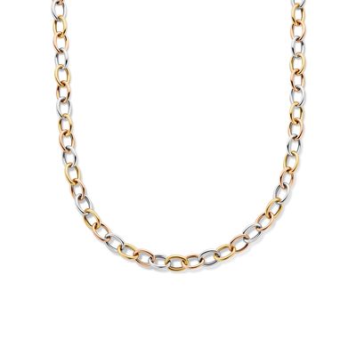 Ketting Ankerschakel geel-wit- en rosegoud 10 mm 45,5 cm
