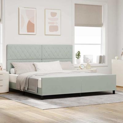 Bedframe met hoofdeinde Lichtgrijs 200 x 200 cm Fluweel