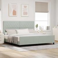 Bedframe met hoofdeinde Lichtgrijs 200 x 200 cm Fluweel