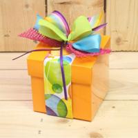 Bonbon doosjes - Chocolade doosje - Mandarijn KUBUS met banderol ballon - 24 stuks